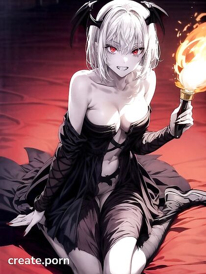 Vampire Seductress Stares Intensely at You in High-Res Hentai AI Image