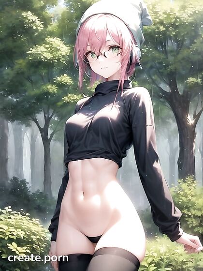 Glasses Gal in Green Outfit Seduces You in Steamy Hentai AI Image