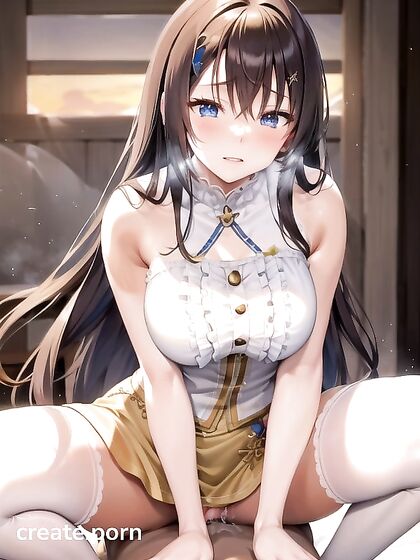 Thigh-High Seduction - Full-Screen Pussy Rubbing in Erotic Hentai AI Image