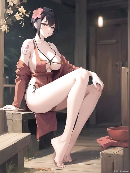 Warrior Monk's Closed-Shirt Full Body Seduction in Steamy Hentai AI Image