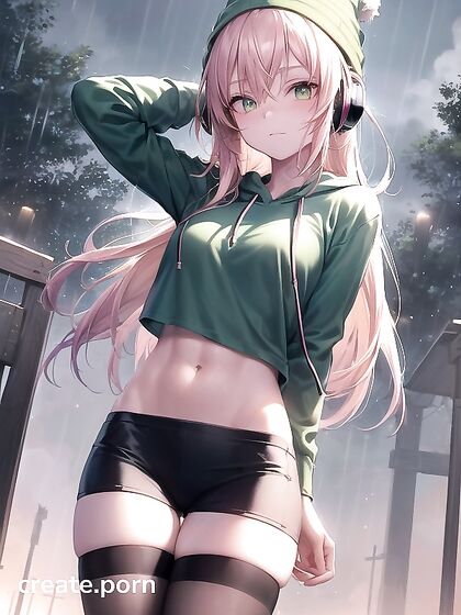 Big-Round-Glasses Chick in Green Outfit NailsMind-Bending Hentai AI Image