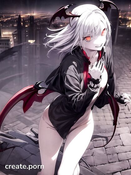 Naked Gray-Skinned Vampire Starts Seductive Hentai AI Image
