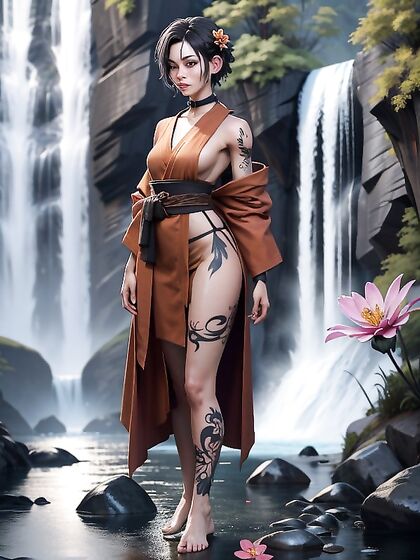 Shaolin Warrior Monk with Thick Thighs and Short Bobcut in Steamy Hentai AI Image