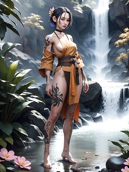 Shaolin Warrior Monk Takes a Shower Under Waterfall for Tiny 18+-Ass Hentai Pleasure