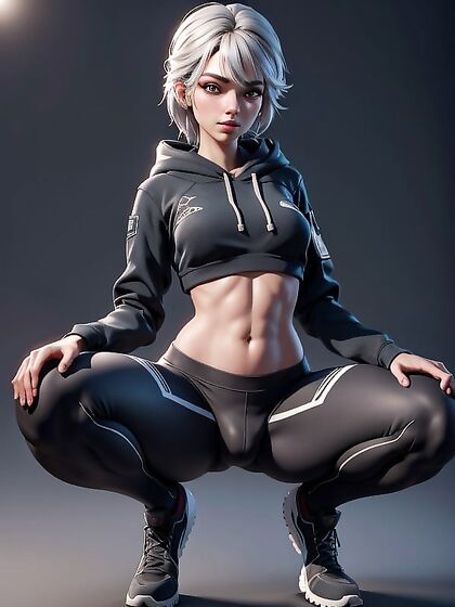 Small-Breasted Beauty in Leggings Shows Off During Seductive Squats