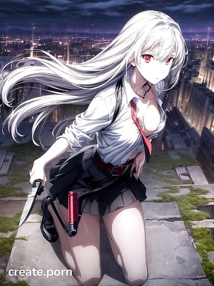 Rough-edged Warrior with Crazy Facial Expressions Wields Weapons in Torn Clothing Hentai AI Image