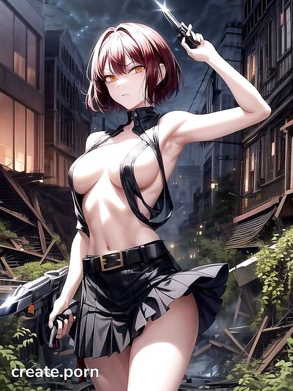 Cityscape Choked by Plants and Vines in High-Res Hentai AI Image