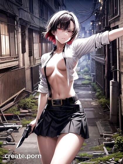 Overgrown Cityscapewith Plants and Vines, Intense Facial Expressions in B&W Hair Hentai Sex