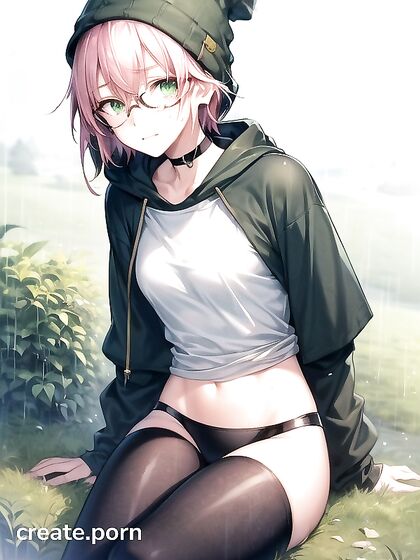 Freckled Girl 18+ in Oversized Hoodie and Green Outfit Gets Naughty in Hentai AI Image