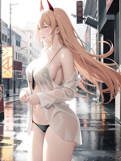 Twirling in City Streets - Wet and Wild Hentai AI Image with Splashing Waters