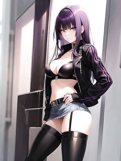 Thigh-High Boots and Mini Skirt in hentai Bliss With Blunt Bangs