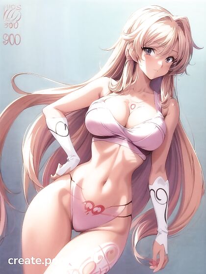 Tanned Beauty with Heavy Makeup and Rolled Down Socks in Seductive Hentai AI Image