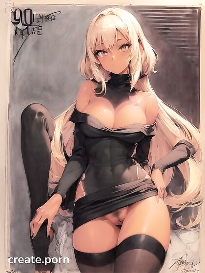 Black Pubic Hair Goddess Teases Without Panties in Seductive Hentai AI Image