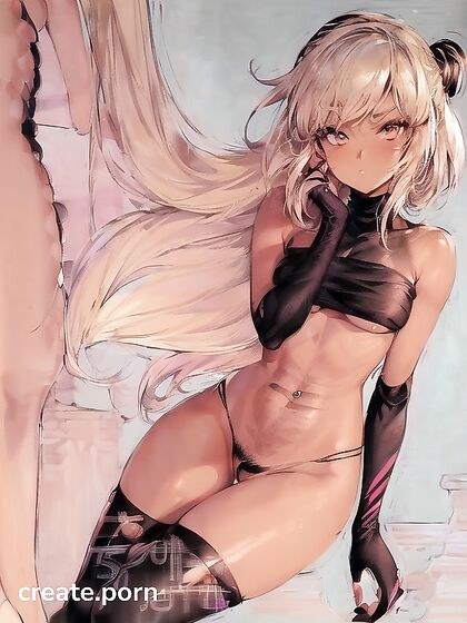 Heavily Made-Up Beauty Teases in Neon-City Hentai AI Image