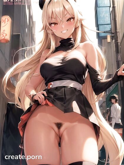 Retro Style Black Pubic Hair Smug hentai AI Image