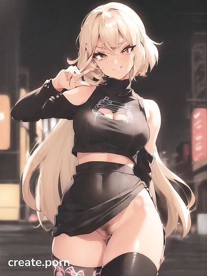 Heavily Made-Up Beauty with Dark Pubes and Bold Brows in Steamy Hentai AI Image