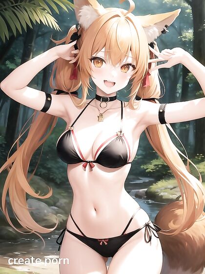 Bangs and Thigh Gap Seduction with a Black Choker in Steamy Hentai AI Image
