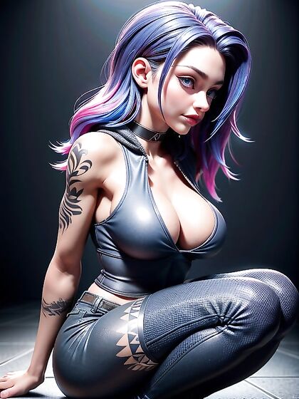 Gothic Beauty with Pale Skin Seduces in Intense Hentai AI Image