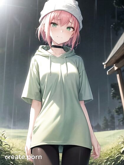Freckled Girl 18+ in Extra Large Hoodie and Green Clothes Exploring Hentai Pleasure
