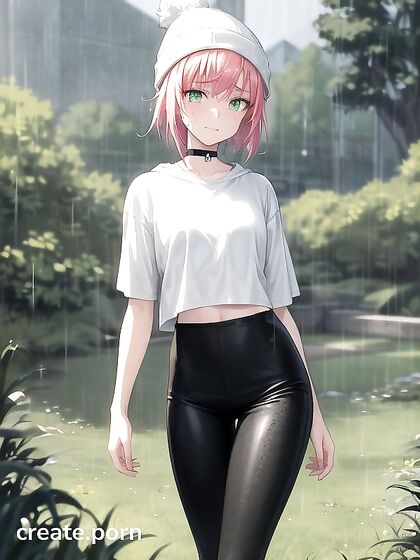 Freckled Beauty in Green Clothing Wears Oversized Hoodie for Steamy Hentai AI Image