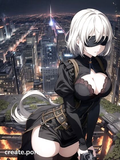 City Skyline in Ruins - Intense Rooftop Hentai AI Image