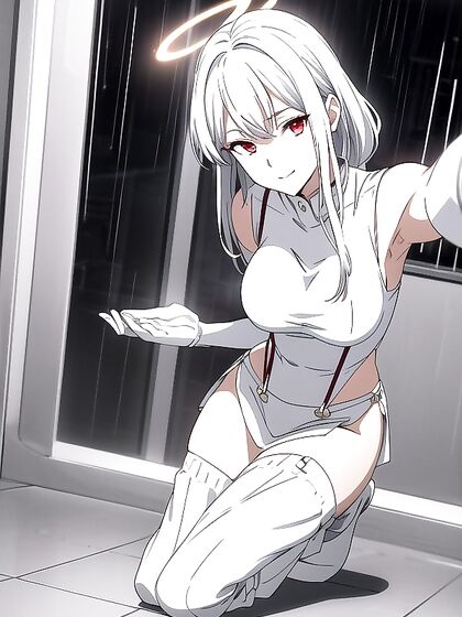 White-Haired Beauty Bangs Hard While Rocking Sunglasses AI Hentai AI Image