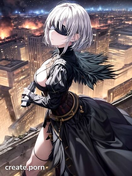 Overgrown Cityscape with Green Vines andShort White Hair in Urban hentaiErotica