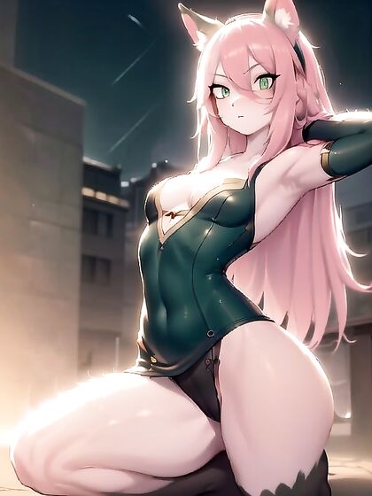 White-Haired Beauty with Sunglasses and Red Halo in Steamy Hentai AI Image