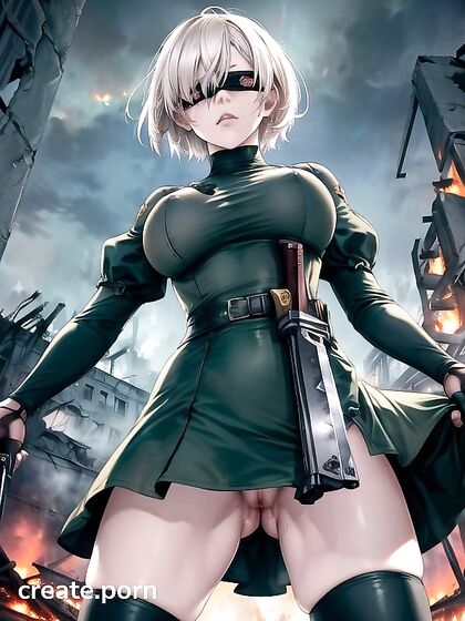 Girl 18+ Carries Weapons Through Abandoned City in Wild Wilderness Hentai AI Image