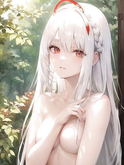 Seductive White-Haired Babe With Small Braid and Sunglasses Tops Hentai AI Image