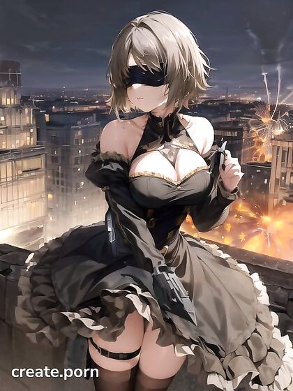 Rooftop Passion Under City Lights - A Dark Hentai Fantasy