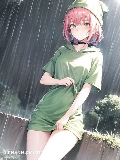 Freckled Beauty in Extra Large Green Hoodie Delves into Seductive Hentai AI Image