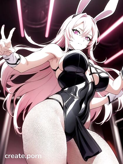 Pink Bunny Suit Strip Dance Turns into steamy Hentai AI Image