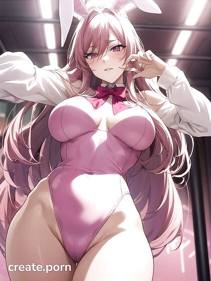Seductive Pink Bunny Suit Action inMind-Blowing Hentai AI Image