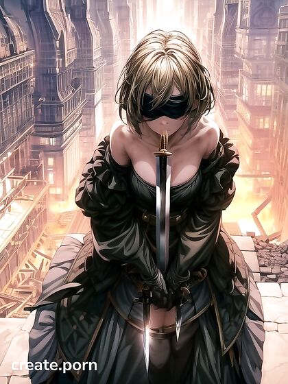 Exploring the Abandoned Cityscape overrun by Nature in Knife-Wielding Hentai AI Image