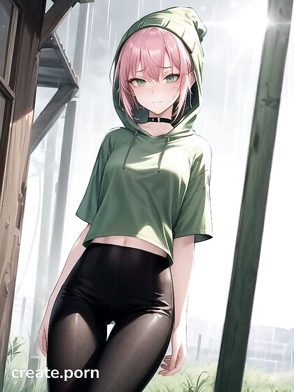 Freckled Beauty in Green Clothes Wears Oversized Hoodie for Steamy Hentai Fun