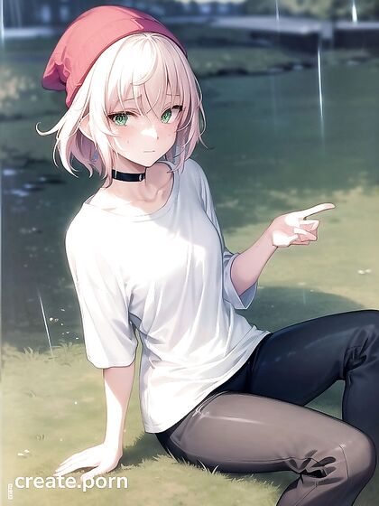 Freckled Beauty in Green Clothing and XL Hoodie for Steamy Hentai AI Image
