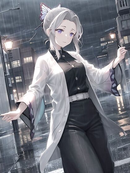 Neon Lights Reflect in Puddles Under Twinkling Starry Skies in Urban Hentai AI Image