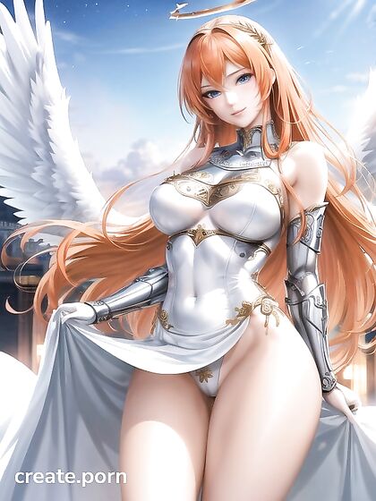 Valkyrie With Angel Wings Blocks The Sun in Heavenly Hentai AI Image
