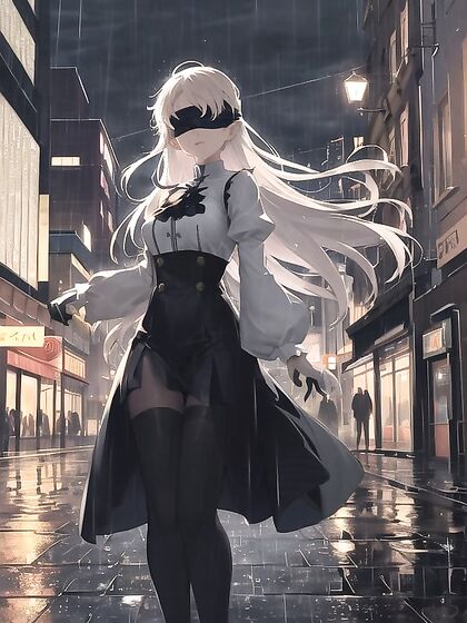 Neon Reflections - Rainy Night Walk Through a Vibrant City in Hyper-Realistic Hentai'action