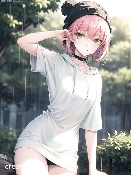 Freckled Goddess in Green Hoodie Seduces You inMind-Blowing Hentai AI Image