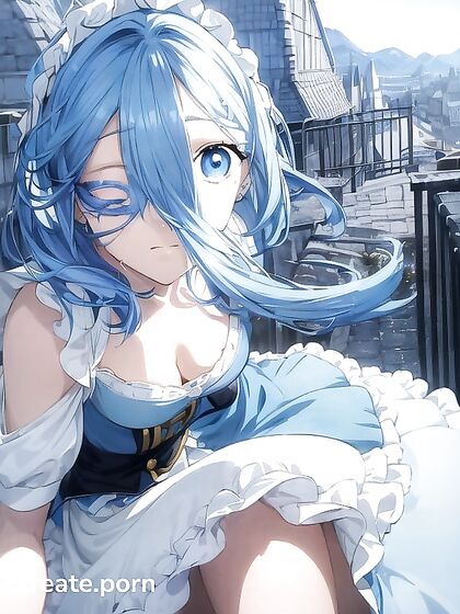 Rem's Seductive One-Eye Revealed Amidst an Ancient Village with Red Roofs Hentai Pleasure