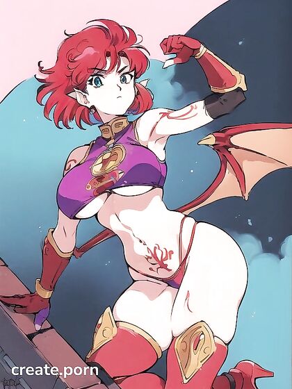 Red-Haired Beauty in Blue Bikini Armor Flies High with Dragon Wings Hentai Pleasure