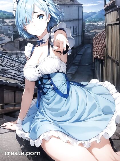 Blue-Haired Girl 18+ with Covered Eye on Stone Roof Amidst Majestic Mountains Hentai Pleasure