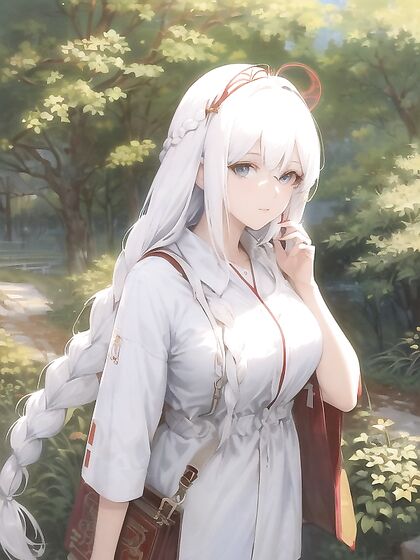 Sensual White-Haired Beauty Stands Provocatively Facing You in Seductive Anime Image