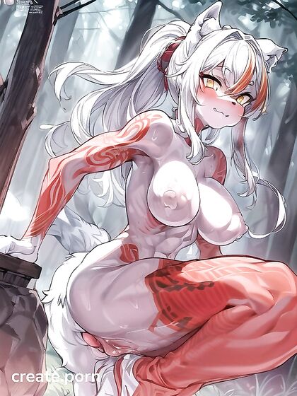 Detailed Muscle Man with Red and Uterus Tattoos in Intense Hentai AI Image