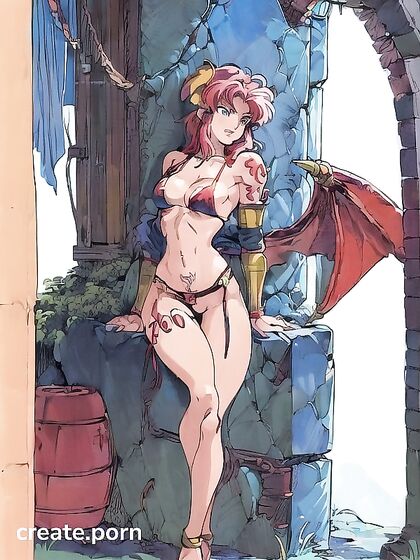 Blue Bikini Armored Babe with Dragon Wings and Rune Tattoos in Steamy Hentai AI Image