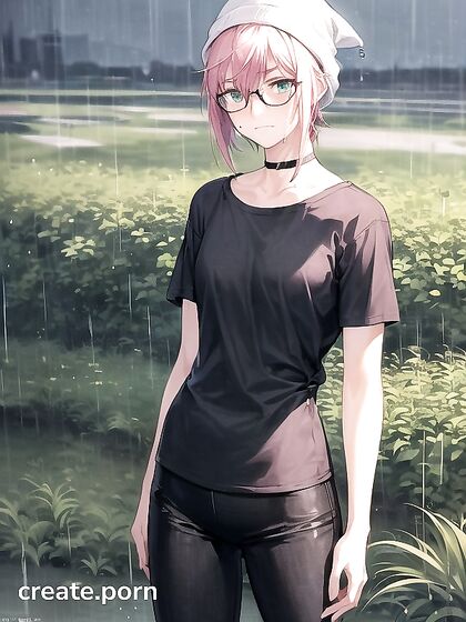 Freckled Beauty in Extra Large Green Hoodie Seduces in Hentai AI Image