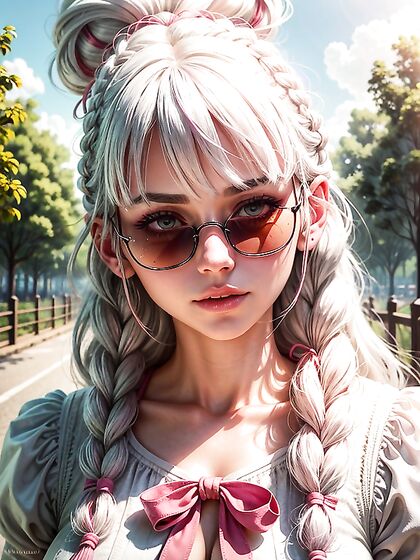 White-Haired Beauty with Sunglasses and Tiny 18+ Braid Enjoys Sensual Hentai Pleasure