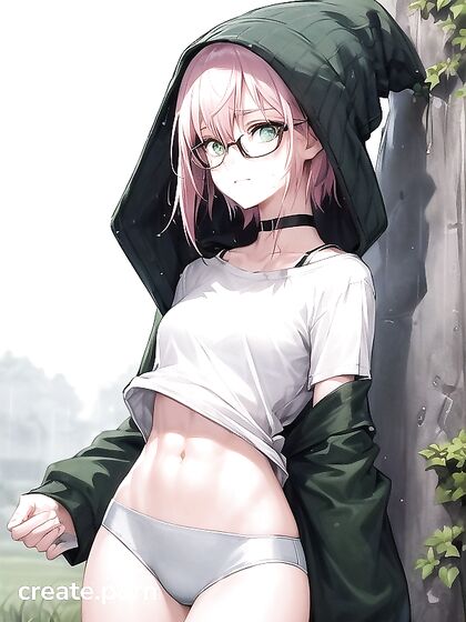 Freckled Girl 18+ in Extra Large Hoodie and Green Outfit Enjoying Hentai Pleasure
